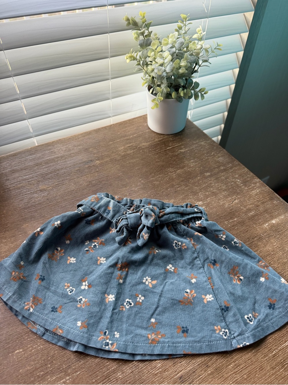 Blue Floral Tie-Front Circle Skirt for girl
